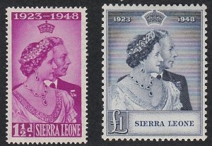 Sierra Leone # 188-189, Silver Wedding, Mint Hinged. 1/3 Cat.
