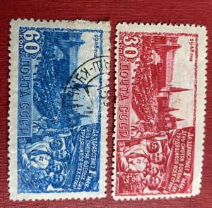 Russia USSR ☭ 1948 SC 1222-1223 used .