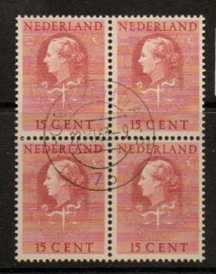 NETHERLANDS SGJ29 1951 15c RED BLOCK OF 4 FINE USED