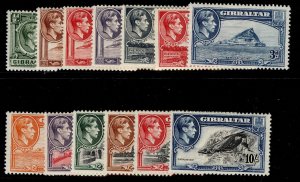 GIBRALTAR GVI SG121-130, 1938-51 SHORT SET, M MINT. Cat £163.