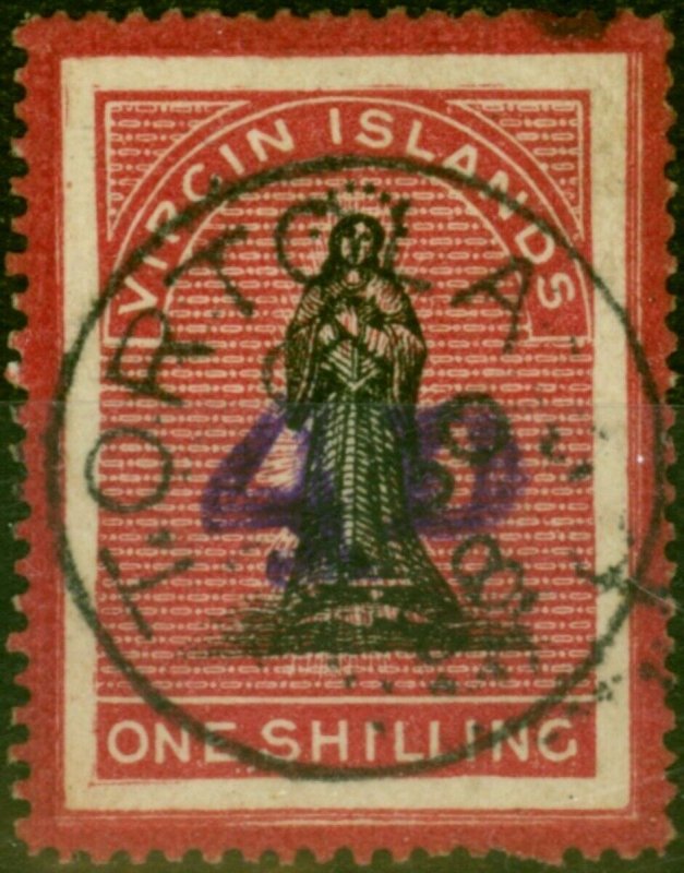 Virgin Islands 1888 4d on 1s Black & Rose-Carmine SG42 V.F.U 'Tortola' CDS (2)