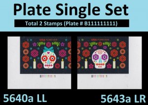 US 5640a 5643a Day of the Dead imperf NDC plate single set 2 L MNH 2021