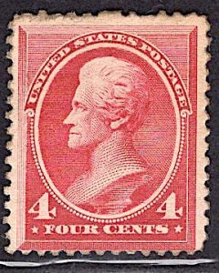 US Scott #215 4c Carmine Jackson MINT Hinged SCV $180