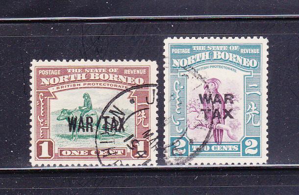 North Borneo MR1-MR2 Set U War Tax Stamps