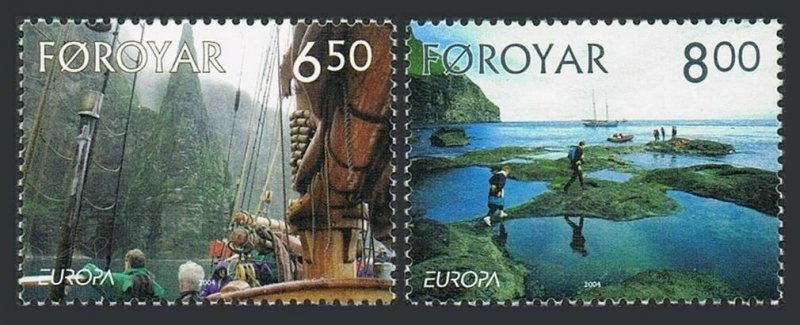 Faroe 447-449,MNH. EUROPE CEPT-2004.Tourist in gorge,Tourist at shore.