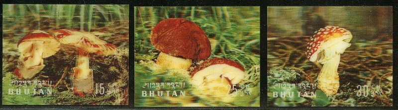 BHUTAN 3-D MUSHROOMS SCOTT#154/154D   MINT NEVER  HINGED--SCOTT$22.25 