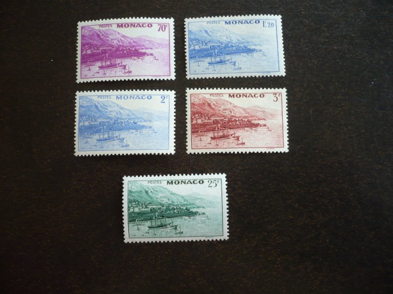 Stamps - Monaco - Scott#166b,168b,169a,172,175b-Mint Hinged Part Set of 5 Stamps