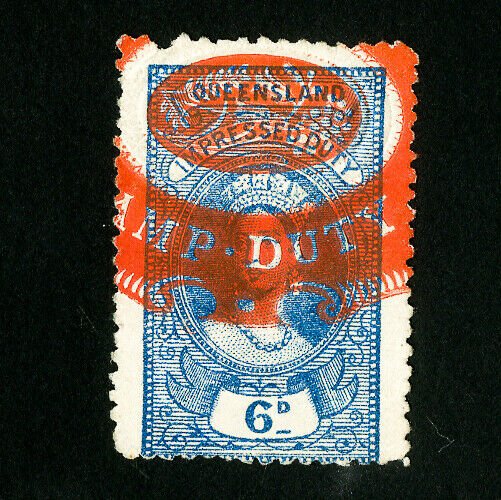Queensland Stamps Early Revenue Bright Red Cancel