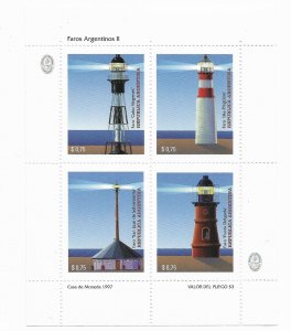 ARGENTINA 1997 FAROS ARGENTINOS II ARGENTINE  LIGHTHOUSES MS SOUVENIR SHE