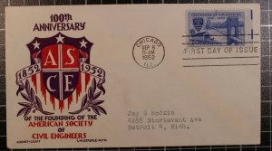 Scott 1012 - 3 Cents Civil Eng - Staehle FDC - Typed Address Planty 1012-5