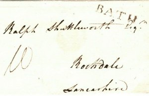 GB Cover Somerset Straight-line *BATH* Lancs Rochdale 1807{samwells-covers}PB186