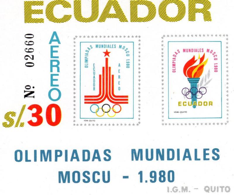 Ecuador1980 SC# 993 MNH s/s Olympic Moscow '80 MNH Airmail