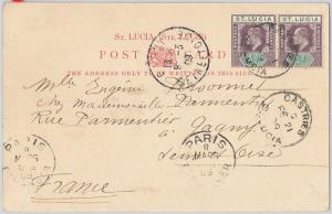 51971 -  ST LUCIA -  POSTAL HISTORY - POSTCARD to FRANCE 1909