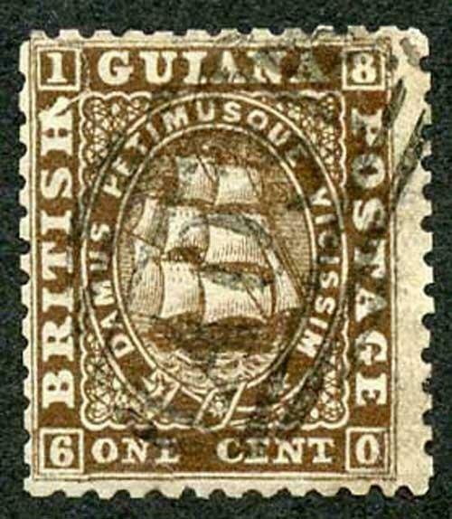 British Guiana SG41 1c Brown Thin Paper Perf 12