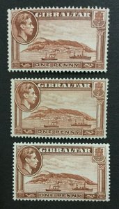 MOMEN: GIBRALTAR SG #122,122a,122ab 3 PERFS 1938 MINT OG H LOT #202178-8435