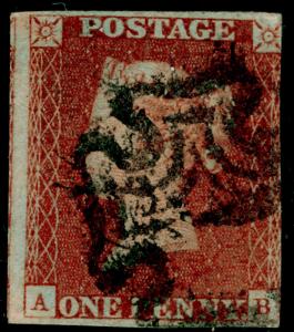 SG8, 1d red-brown PLATE 27, USED. Cat £60. BLACK MX. AB