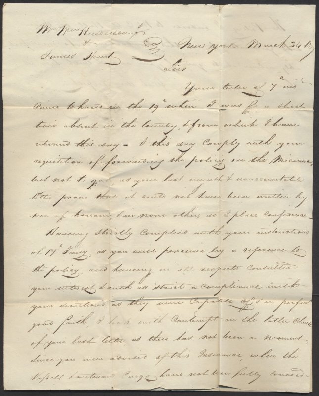 1827 Cross-Border SFL New York to Quebec Rated 18 3/4 (cents) and 11 1/2 (d)