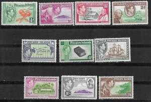 Pitcairn Island # 1-8  First Definitives   1940-51   (10)  VLH Unused