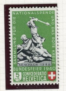 SWITZERLAND; 1940 early Pro Patria issue Mint hinged Shade of 5c. value