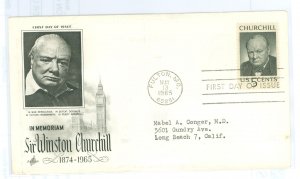 US 1264 1965 Sir Winston Churchill, typed address, corner creases.