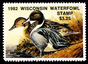 STATE DUCK STAMP, Wisconsin 15 SUPERB mint never hinged, super fresh state st...