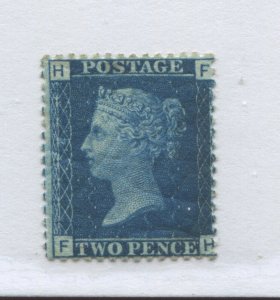 1858 2d Blue Plate 9 FH mint o.g. hinged