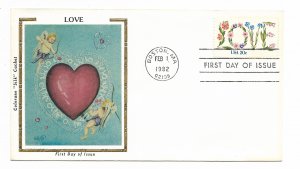 US 1951 20c Love stamp on FDC Colorano Silk Cachet Unaddressed ECV $12.50