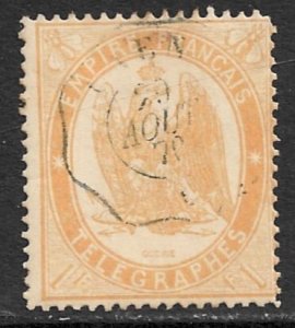 FRANCE 1868 1fr Yellow Orange EAGLE Telegraph Stamp Used T7a VFU