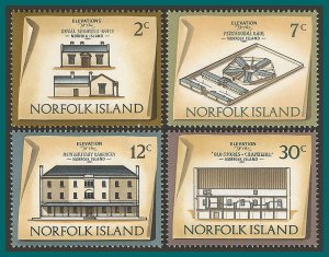 Norfolk Island 1974 Buildings 2, MNH  #157,161,164,169,SG134,SG138,SG141,SG146