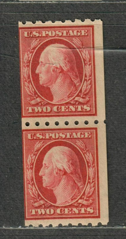 US Sc#391 M/NH/F, Coil Pair Crowe Cert, Cv. $240