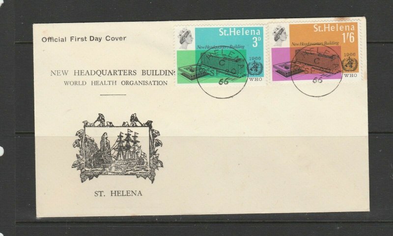 St Helena FDC 1966 WHO, Illus, cds used, Unaddressed, 