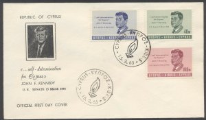 Cyprus 1965 Kennedy issue FDC.