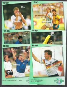 Bhutan 1043-48 MNH 1990 World Cup 6 souvenir sheets (ap8246)