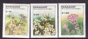 D4-Paraguay-Sc#2595-97-unused NH set-Flowers-1998-