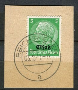 GERMANY; 1940s Hindenberg Alsace occupation Optd. issue POSTMARK PIECE