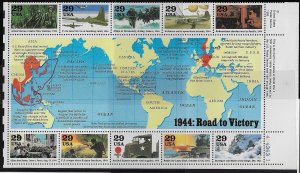 US Scott #2838, Plate Block #4343631 1994 Road to Victory 29c VF MNH