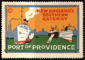 1930's US Poster Stamp New England's Southern Gateway Port of Provi...