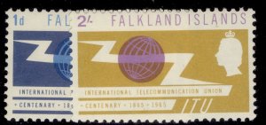 FALKLAND ISLANDS QEII SG219-220, 1965 ITU centenary set, NH MINT.