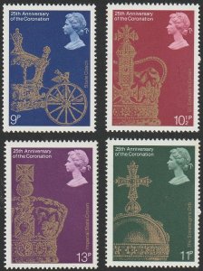 Great Britain 1978 Sc#835-838 Set of 4 25th. Ann.  QEII Coronation MINT-XF-OG-NH
