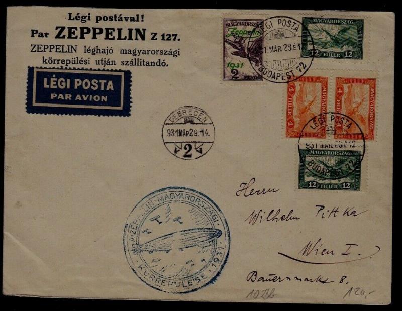 Hungary Zeppelin cover 29.3.31 Debrecen