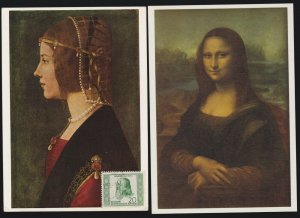 US 2 Vintage Leonardo Da Vinci Postcards, Mona Lisa & Beatrice d'Este