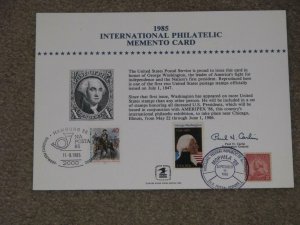 Souvenir Card, 1985 INTERNATIONAL PHILATELIC MEMENTO CARD 2 Show Cancels