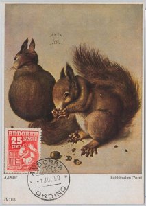 52146 - ANDORRA -  MAXIMUM CARD - 1950  ANIMALS:  SQUIRRELS