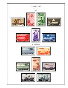 COLOR PRINTED TRIPOLITANIA 1923-1938 STAMP ALBUM PAGES (23 illustrated pages)