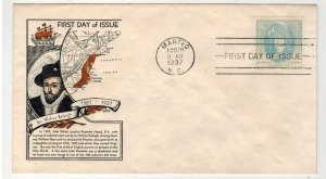 1937 VIRGINIA DARE MANTEO NORTH CAROLINA 796-33 DYER  WSE 2 COLOR WALTER RALEIGH