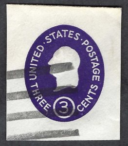 United States #U534 3¢ Washington (1950). Dark violet. Die 4. Cut square. Used.