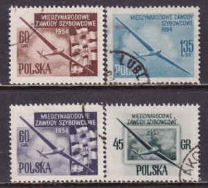 Poland 1954 Sc 624-7 International Glider Championships Leszno Stamp Used