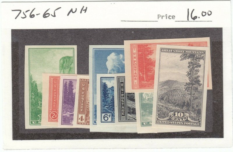  Scott # 756-765 set - National Parks, imperf -MNH