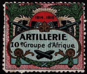 1914 WW One France Delandre Poster Stamp 10th Artillery Group of Africa