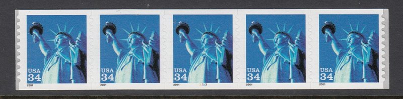 USA PNC SC# 3477 LIBERTY $0.34c PL# 3333 SMALL THIN DATE S.A.- PNC5 MNH